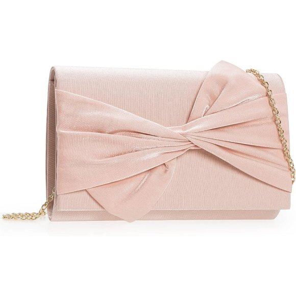 Women Satin Bow Flap Formal Party Clutch - Picture 2 of 7